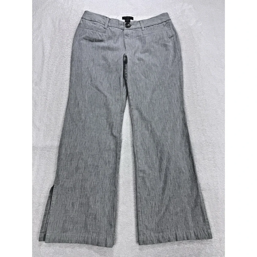 Banana Republic Women Gray Wide Leg Slit Stretch Casual Pants 10R
